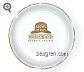 The Hollywood Brown Derby, MGM Grand, Detroit Casino - Gold imprint Porcelain Ashtray