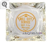 Mill City Service, Mill City Nevada - Yellow imprint Glass Ashtray