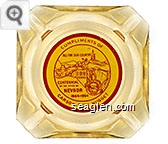 Compliments of Carson City Nugget, All for our Country, 100 Years, Centennial of the State of Nevada 1864-1964 - Red on yellow imprint Glass Ashtray