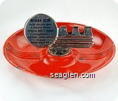 Nevada Club, South End Lake Tahoe at Stateline Nevada, Cocktail Bar - Gaming, Compliments Bob Ward - Clyde Beecher, Phone Edgewood 893 - Black imprint Metal Ashtray