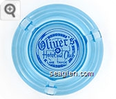 Oliver's Hotel and Club, Lake Tahoe - Blue on white imprint Glass Ashtray