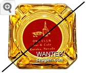 Owl Club, Bar & Cafe, Eureka, Nevada - White on red imprint Glass Ashtray