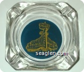 Palace Club - Yellow on blue imprint Glass Ashtray