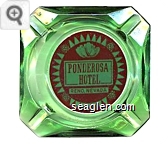 Ponderosa Hotel, Reno, Nevada - Red and green imprint Glass Ashtray