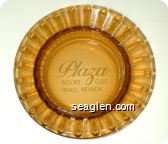 Plaza Resort Club, Reno, Nevada - White imprint Glass Ashtray