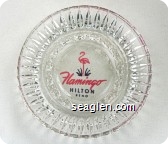 Flamingo Hilton Reno - Pink and green imprint Glass Ashtray