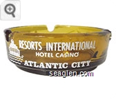 Resorts International, Hotel Casino, Atlantic City - White imprint Glass Ashtray
