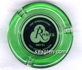 The Magnificent Riviera Hotel, Las Vegas, Nevada - Black on white imprint Glass Ashtray