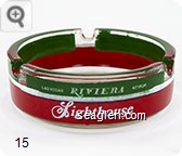 Las Vegas Riviera Nevada, Lighthouse, Ristorante Italiano, Delmonico - White on red and green imprint Glass Ashtray