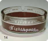 Las Vegas Riviera Las Vegas, Delmonico, Cafe Noir, Lighthouse - Maroon and white imprint Glass Ashtray