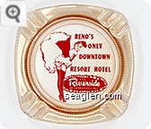 Reno's Only Downtown Resort Hotel, Riverside, Hotel Riverside, Lee Frankovich Gen. Mgr.` - Red imprint Glass Ashtray