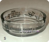 Riverside Resort & Casino, Laughlin, Nevada, 89029, 1500 Slots, Poker, Craps, Bingo, Twenty-One, Keno, 24 Hour Restaurant, 650 New Motel Rooms, Free Ferry Service, 600 Space R.V. Park, Full Hook-Ups - Black imprint Glass Ashtray