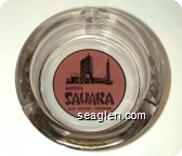 Hotel Sahara, Las Vegas, Nevada - Pink and black imprint Glass Ashtray