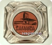 Hotel Sahara, Las Vegas, Nevada - Black on red imprint Glass Ashtray