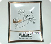 Use Rake, Walt Ditzen, Hotel Sahara Invitational 1962 - Black and gold on white imprint Glass Ashtray