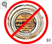 State Line Club; A 'reproduction' ashtray made by applying a vinyl decal to the bottom of an old ashtray, then painted over. (2019) - Blue on yellow decal imprint Glass Ashtray