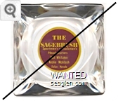 The Sagebrush, Sportmen's - Stockmen's Headquarters, Walt Whitaker, Archie McIntosh, Fallon, Nevada - Yellow on red imprint Glass Ashtray