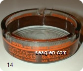 Hotel and Casino Downtown, Sundance, Las Vegas Nevada - Orange on brown imprint Glass Ashtray