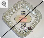 Meet Me At Ken's Bar and Senator Coffee Shop, Ken Johnson, Owner, Carson City Nevada - Red and blue on white imprint Glass Ashtray