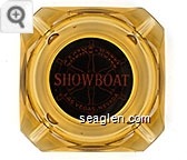 Showboat, Casino Hotel, Las Vegas, Nevada - Orange on black imprint Glass Ashtray