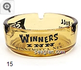 Winners Inn, Winnemucca, Nev., Red Bull Restaurant & Casino, Joe Mackie's Star, Winnemucca - Black imprint Glass Ashtray