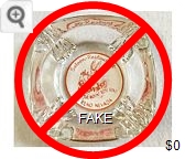 Snowshoe Lodge; A 'reproduction' ashtray made by applying a vinyl decal to the bottom of an old ashtray, then painted over. (2019) - Red on white decal imprint Glass Ashtray