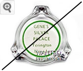Gene's Silver Palace, Yerington, Nevada - Green on white imprint Glass Ashtray