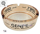 Gene's, Drinks, Food, Yerington, Nevada - Black imprint Glass Ashtray