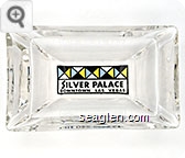 Silver Palace, Downtown Las Vegas - Black, white, yellow and blue on white imprint Glass Ashtray