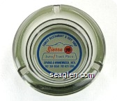 Family Restaurant & Gift Shop, Sierra 76 Auto / Truck Plaza, Sparks & Winnemucca, Nev., 702-359-0550 / 702-623-5205 - Blue and orange on white imprint Glass Ashtray