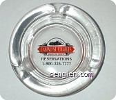 Casino St. Charles, Riverfront Station, Reservations 1-800-325-7777 (USA molded under lip) - Red and black imprint Glass Ashtray