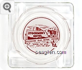 Stockmen's Hotel, Elko, Nevada, ''Where The West Eats The Best'' - Red on white imprint Glass Ashtray