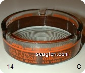 Sundance Las Vegas, Nevada Hotel and Casino Downtown - Orange on brown imprint Glass Ashtray