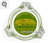 Smorgasbord Food, Swanky Club, PH. Henderson 142W, Boulder Hwy., Pittman, Nevada - Yellow on green imprint Glass Ashtray