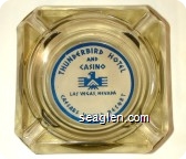 Thunderbird Hotel and Casino, Las Vegas, Nevada, Caesars World Resort - Blue on white imprint Glass Ashtray