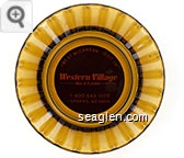 I-80 At McCarran [Exit 19], Western Village Inn & Casino, 1-800-648-1170, Sparks, Nevada - Orange on brown imprint Glass Ashtray