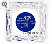 Zanzibar Cocktails, 2910 South Virginia Street, Reno, Nevada, Phone FA 3-5657 - White on blue imprint Glass Ashtray